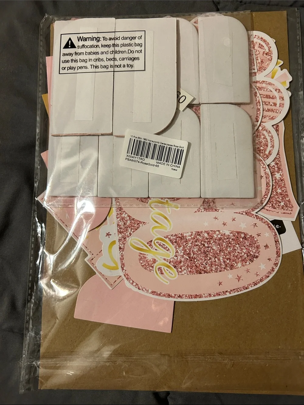 Rose Gold 65th Birthday Party Centerpiece Decorations - 3packs Unopened